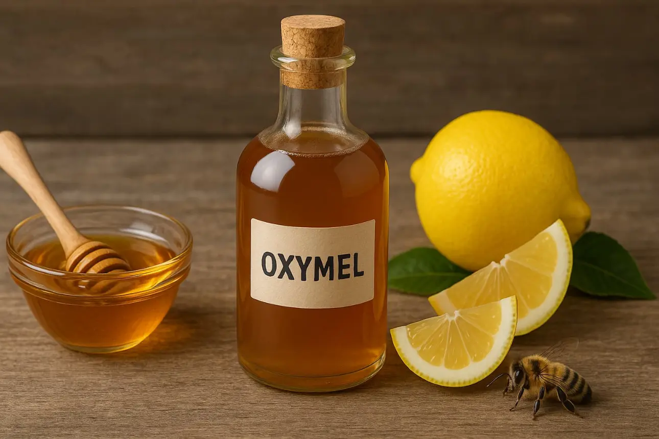 Oxymel mit Zitrone, Honig und Biene