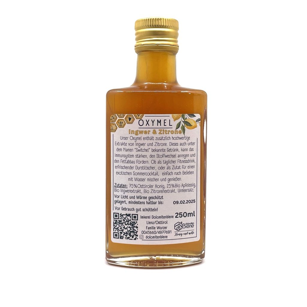 Oxymel Ingwer & Zitrone "Switchel" 250ml von Imkerei Dolomitenbiene