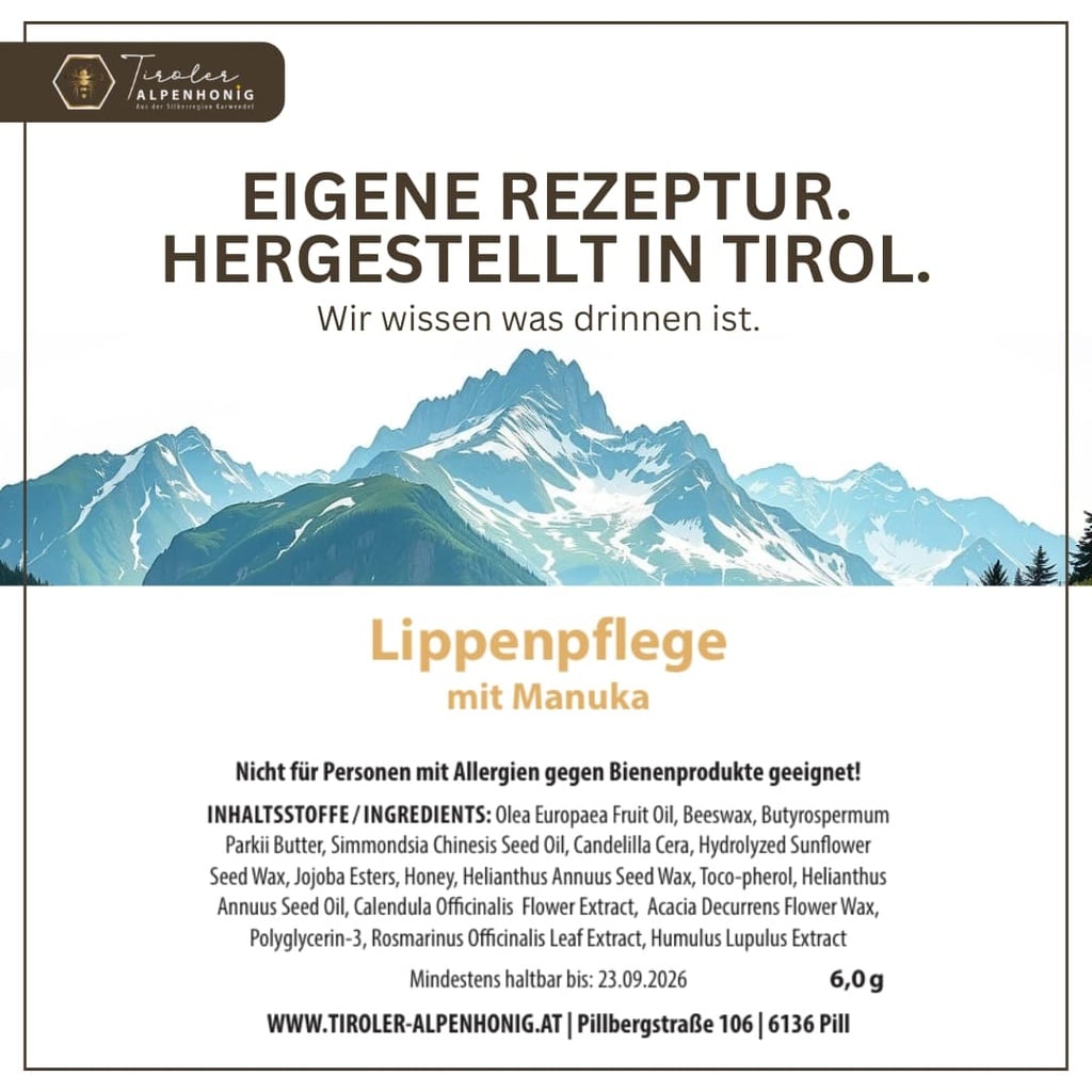 Lippenpflege Manuka 6g von Tiroler Alpenhonig