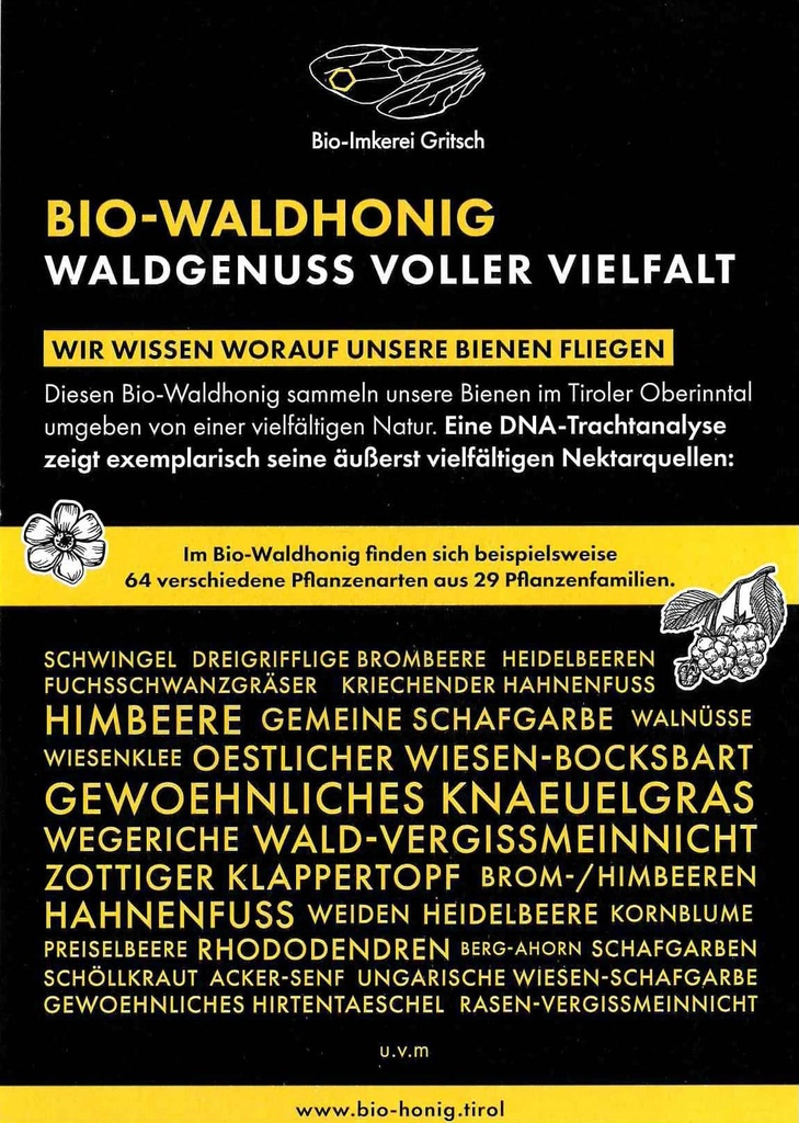 Bio-Waldhonig aus Silz 500g von Bioimkerei Gritsch