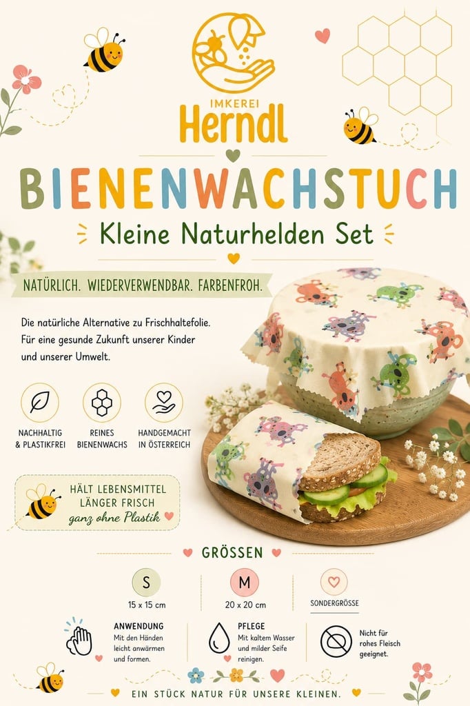 Bienenwachstuch 2er Set Kids Koala von Imkerei Herndl