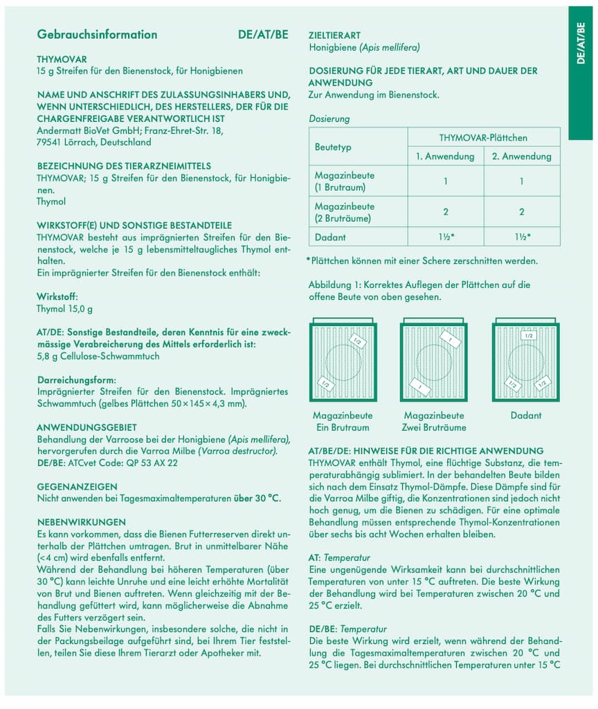 Thymovar gegen Varroa 10 Plättchen von Andermatt BioVet