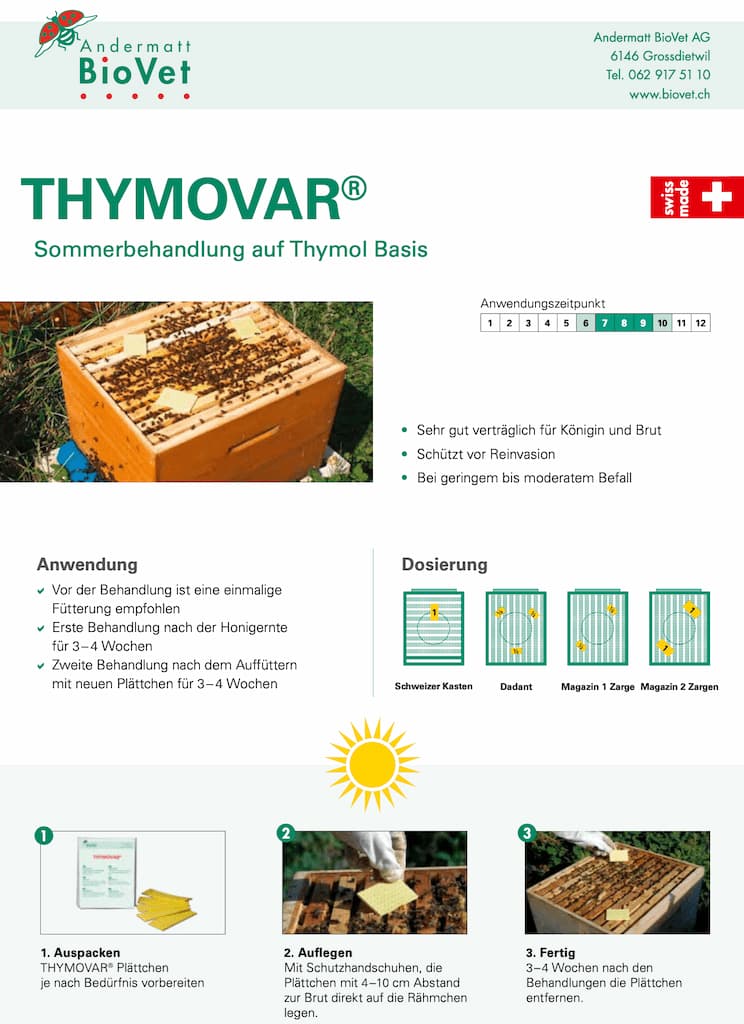 Thymovar gegen Varroa 10 Plättchen von Andermatt BioVet