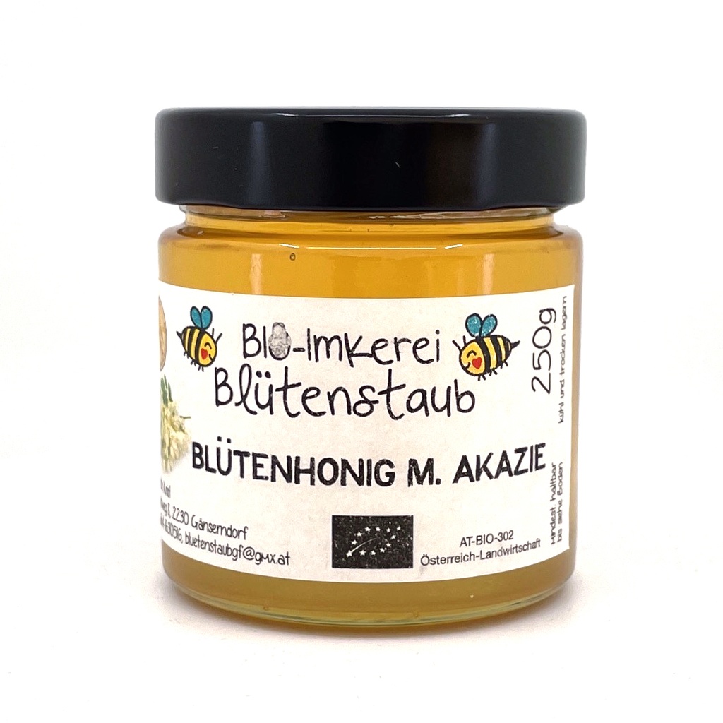 Bio Blütenhonig mit Akazie 250g von Bio-Imkerei Blütenstaub