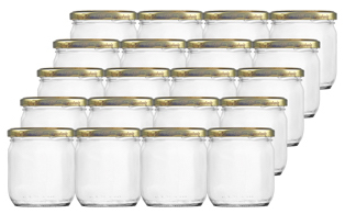 Honigglas neutral 0,425l für 500g inkl. TO82 Imkerbund Deckel Gold 6-Stk-Pkg von Müller Glas