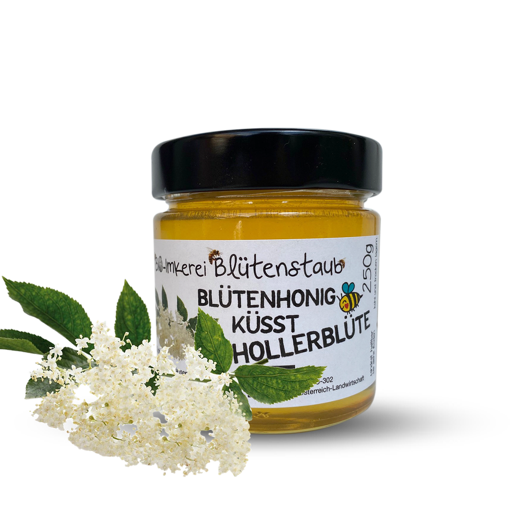 Bio Blütenhonig küsst Hollerblüte 230g von Bio-Imkerei Blütenstaub