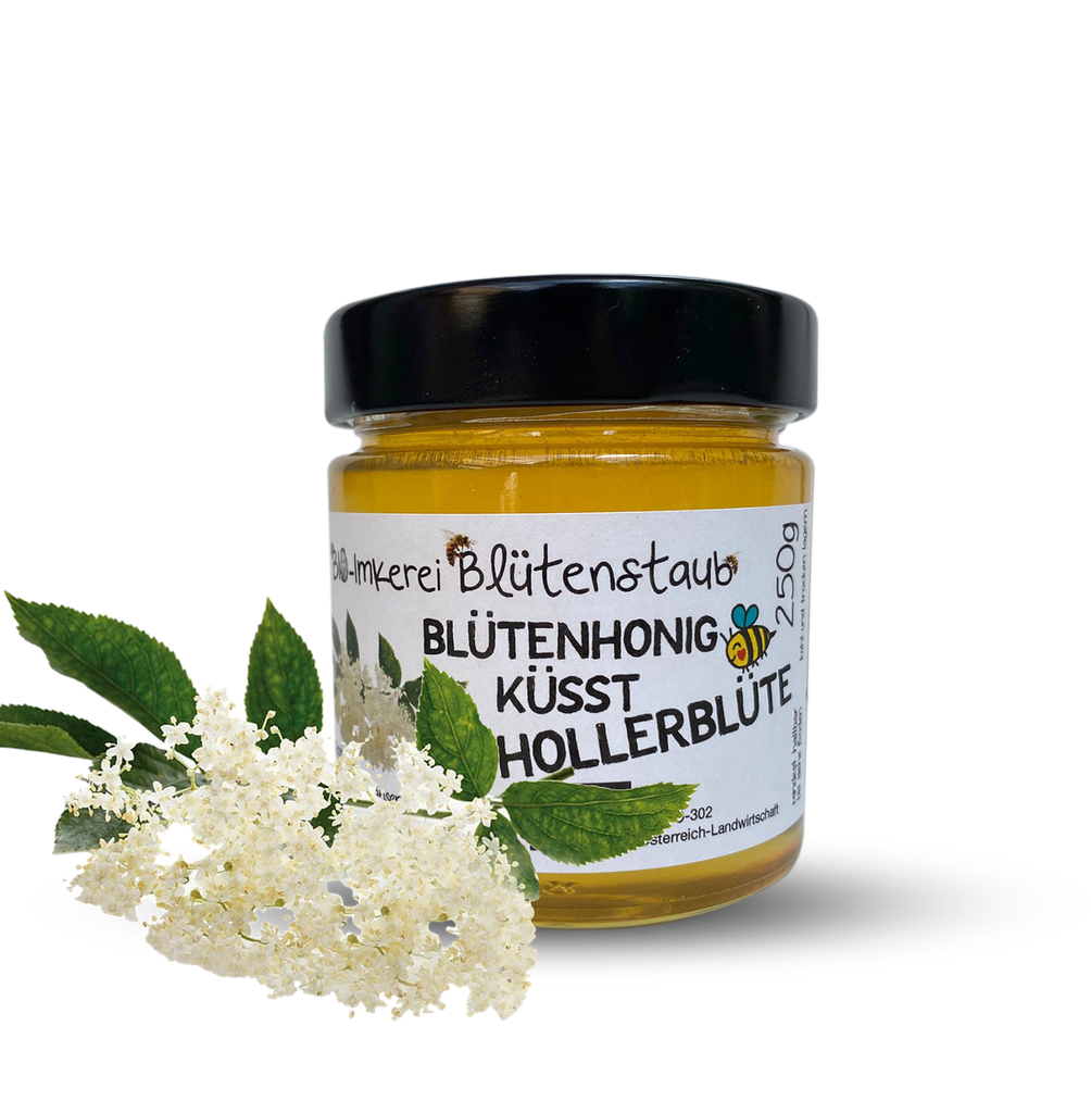 Bio Blütenhonig küsst Hollerblüte 230g von Bio-Imkerei Blütenstaub