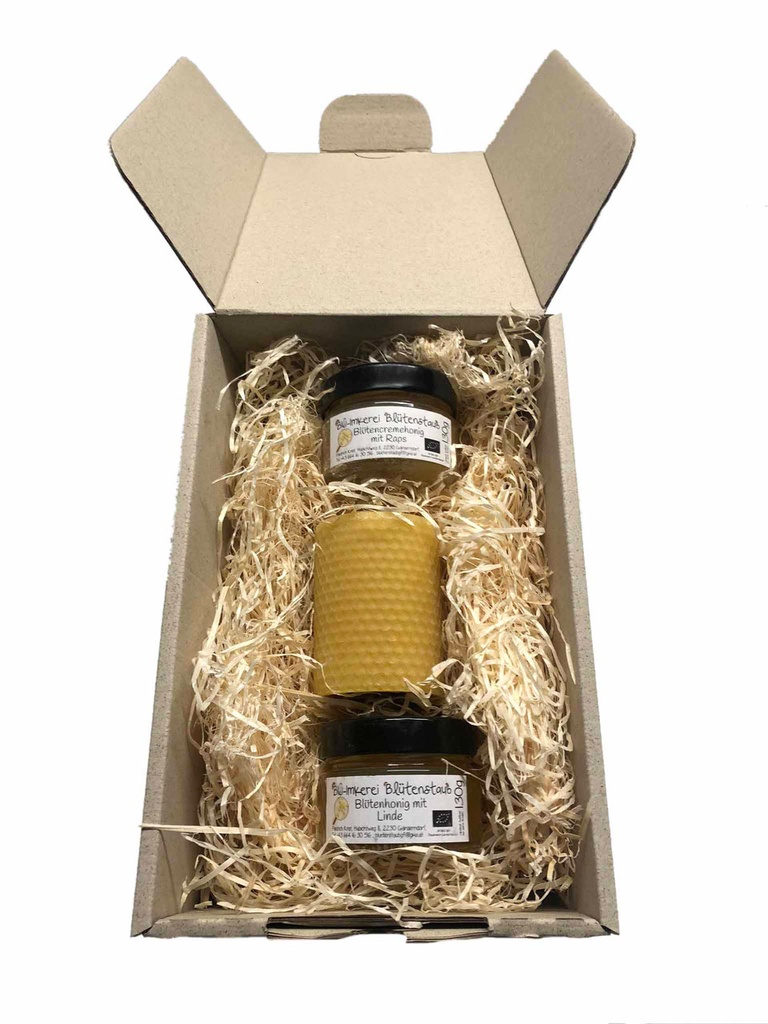 Geschenkbox Bio Honig 3er Set von Bio-Imkerei Blütenstaub