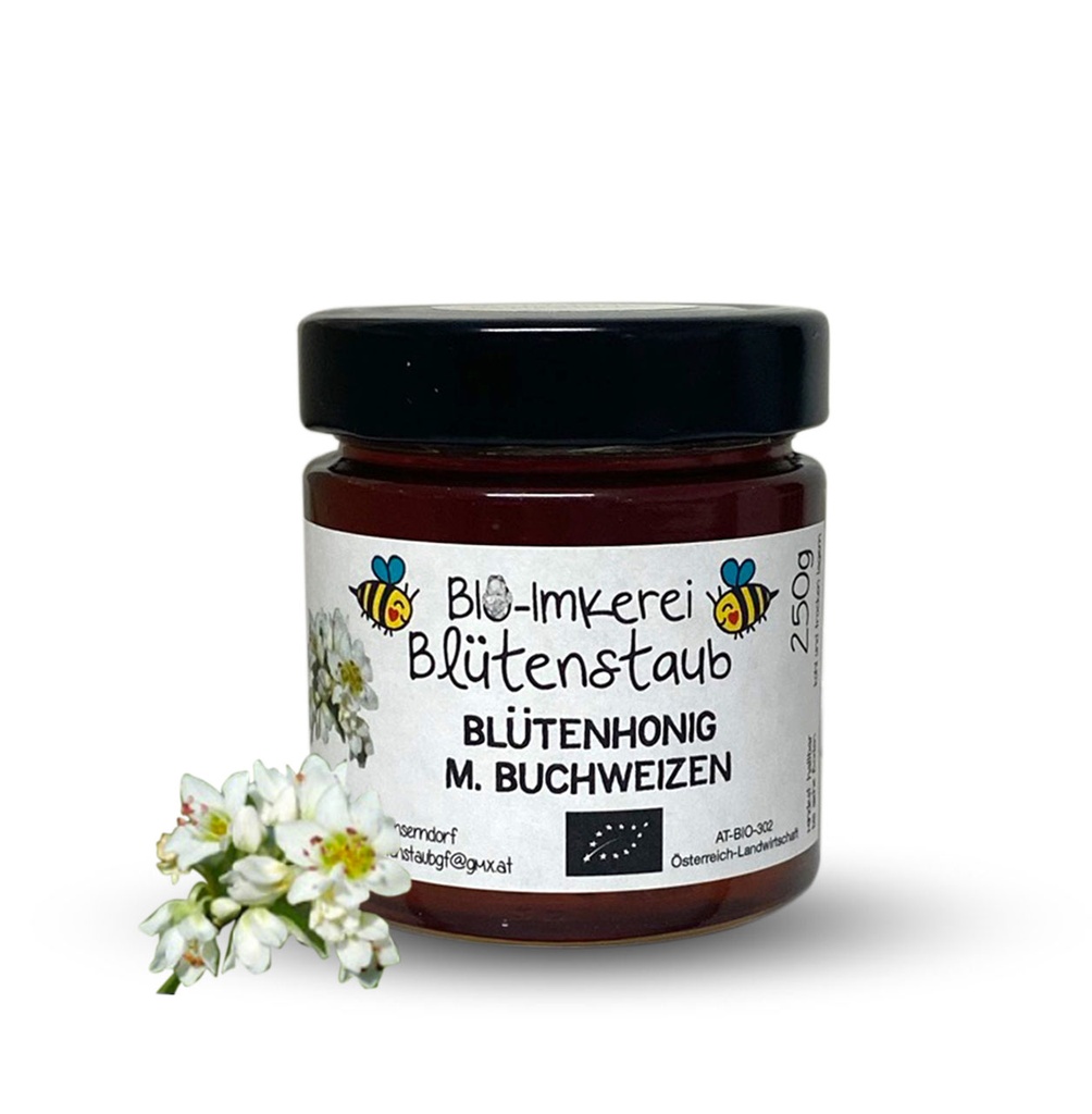 Bio Blütenhonig mit Buchweizen 250g von Bio-Imkerei Blütenstaub