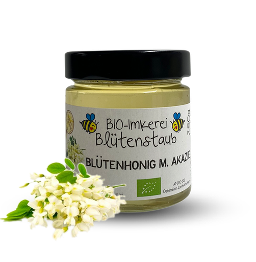 Bio Blütenhonig mit Akazie 250g von Bio-Imkerei Blütenstaub