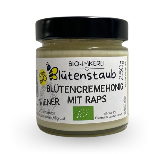 Bio Blütencremehonig Wien mit Raps 250g von Bio-Imkerei Blütenstaub