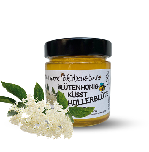 Bio Blütenhonig küsst Hollerblüte 230g von Bio-Imkerei Blütenstaub