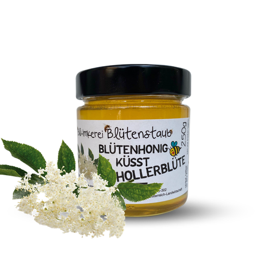 Bio Blütenhonig küsst Hollerblüte 230g von Bio-Imkerei Blütenstaub
