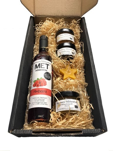 Geschenkbox Bio Bienenprodukte 5er Set von Bio-Imkerei Blütenstaub