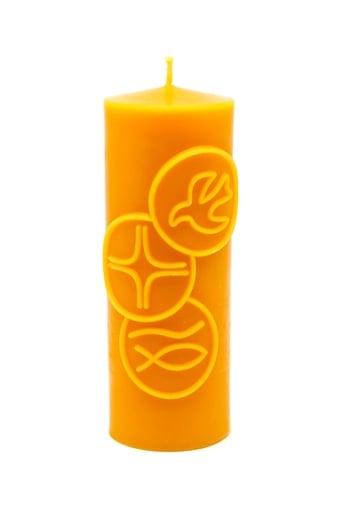 Bienenwachskerze Christliche Symbole – Kreismotiv von Imkerei Dolomitenbiene