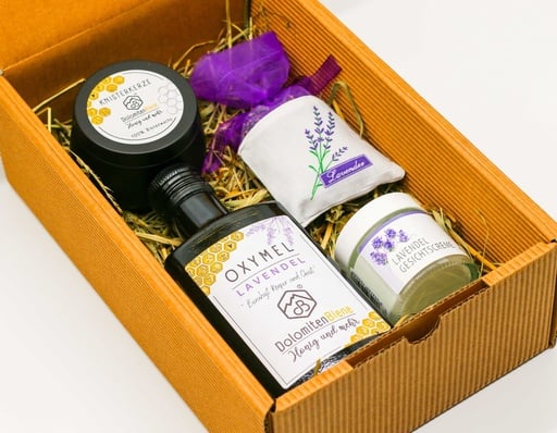 Geschenkbox "Oxymel Lavendel" von Imkerei Dolomitenbiene