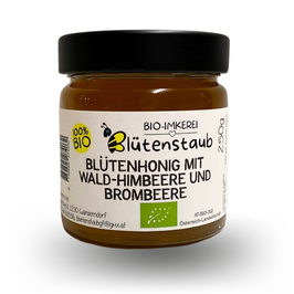 Bio Blütenhonig mit Wald-Himbeere und Brombeere 250g von Bio-Imkerei Blütenstaub
